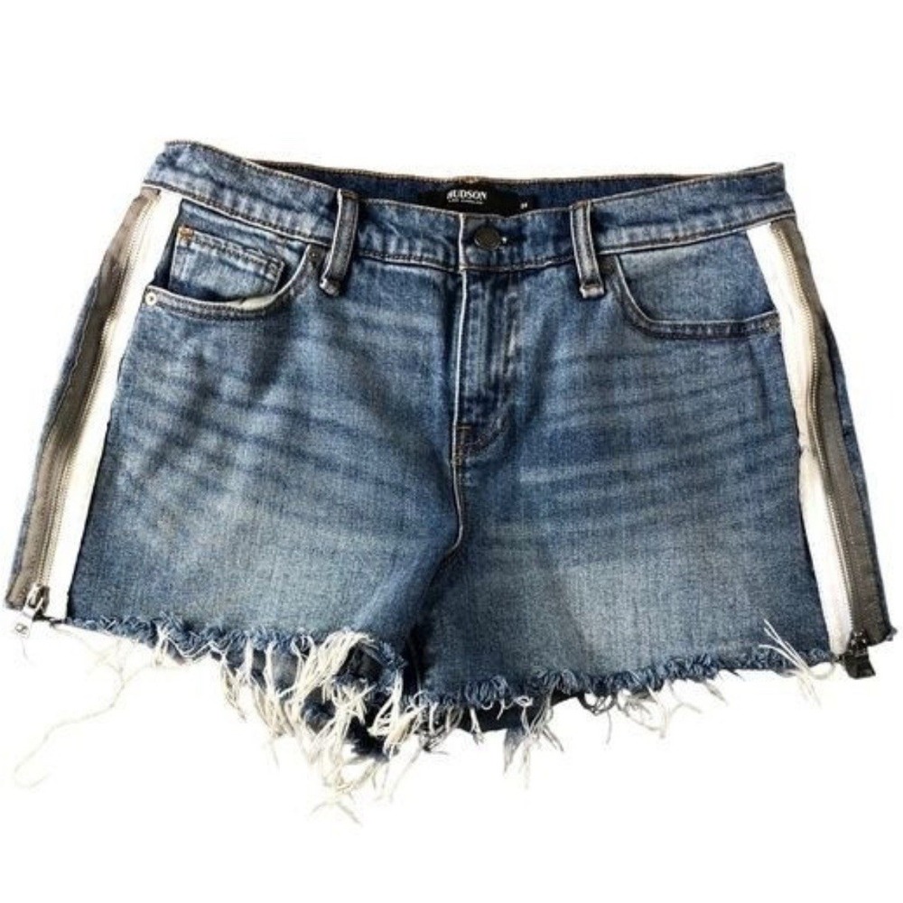 Hudson Womens Sz 24 Gemma Denim Shorts, Cutoff, WMR6008DVA, Zipper Sides,‎ 3"